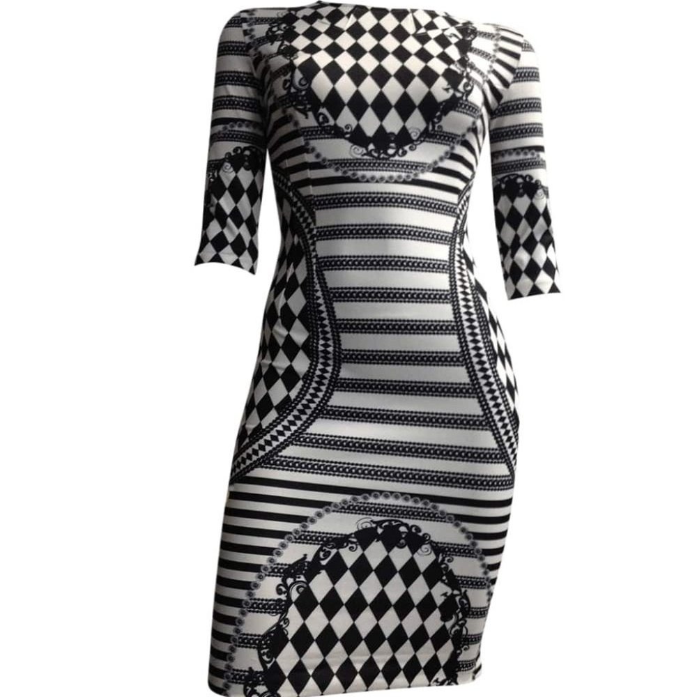 Black & White Aztec Pencil Dress